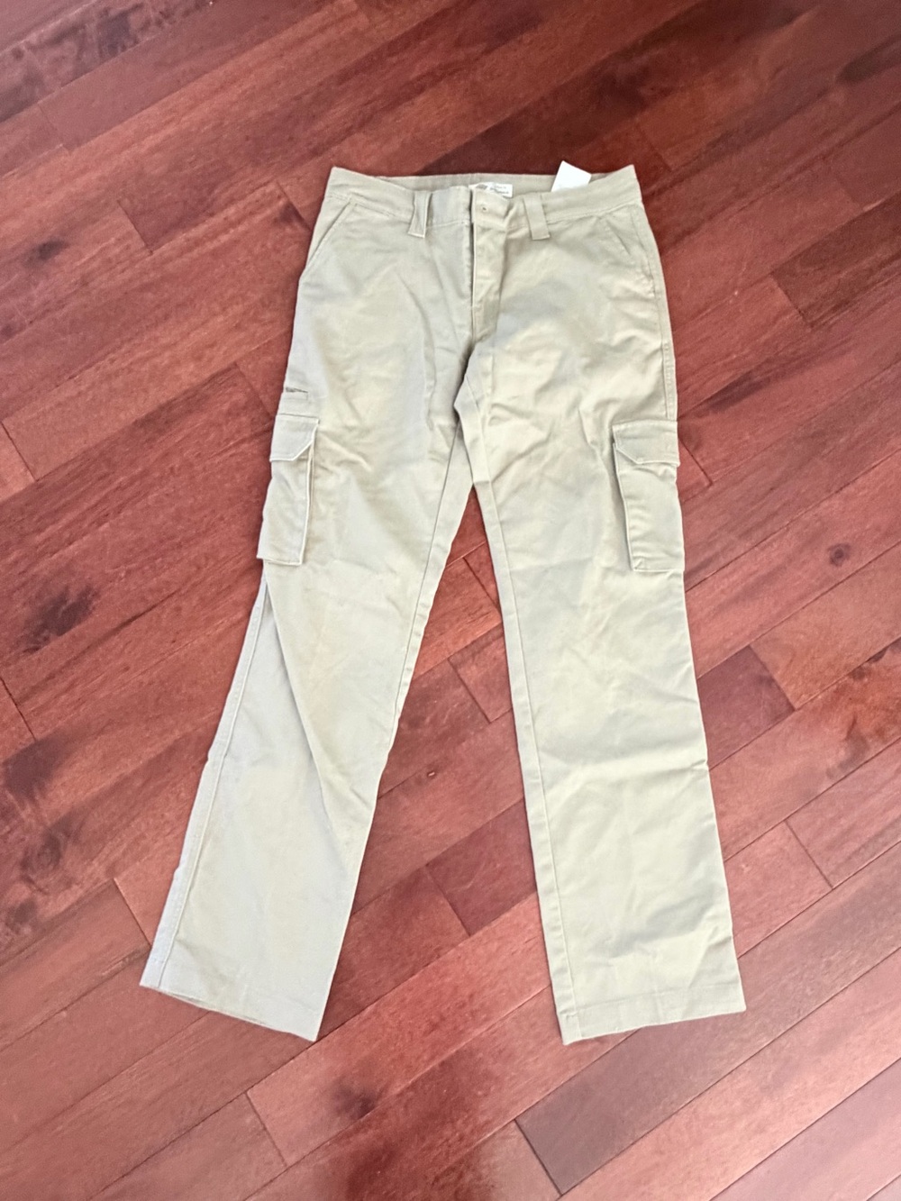 Dickies Relaxed Fit Womens Cargo Khaki Pants 4R Straight